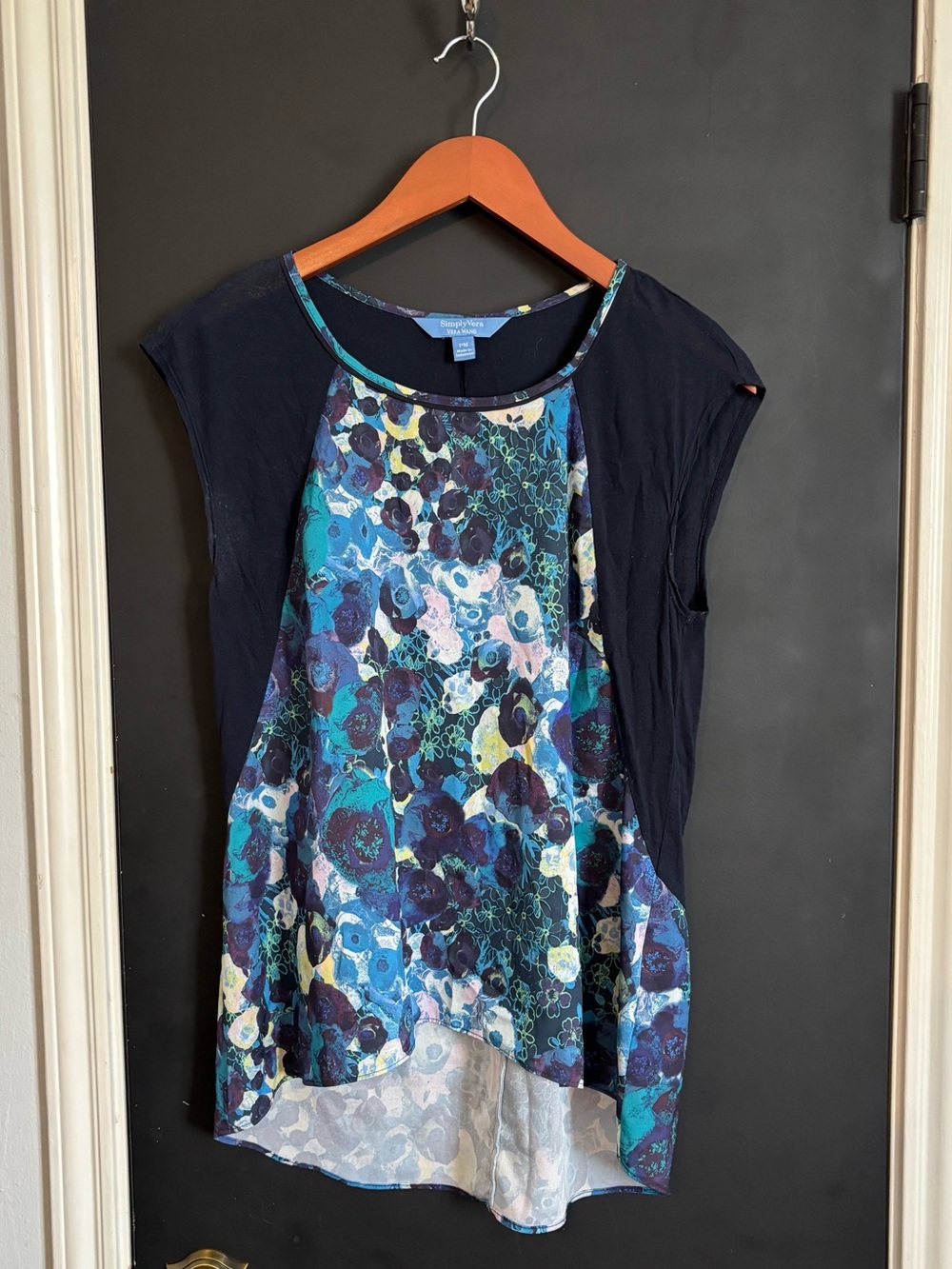 Simply Vera Vera Wang Blue Floral Cap-Sleeve Tunic